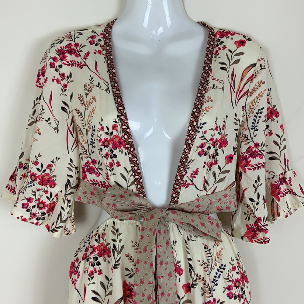Floral Plunging Front Tie High Low Dress Size S - Picture 11 of 13
